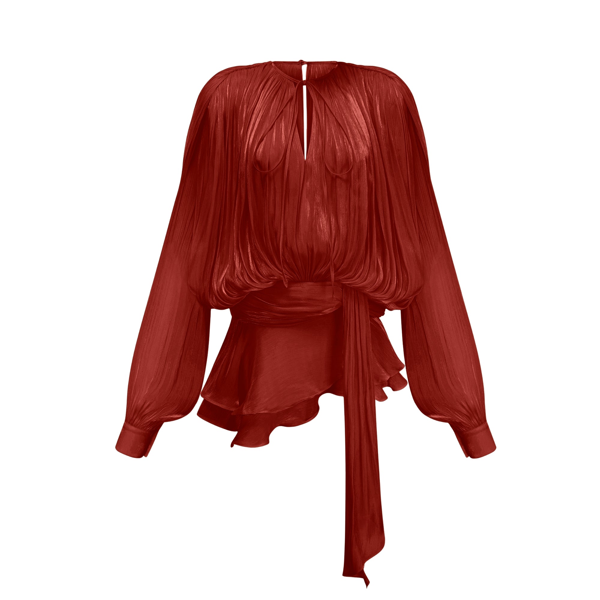 Charming Pleated Ruffled Mini Dress: Elegant, Flowy, and Playfully Chic Red