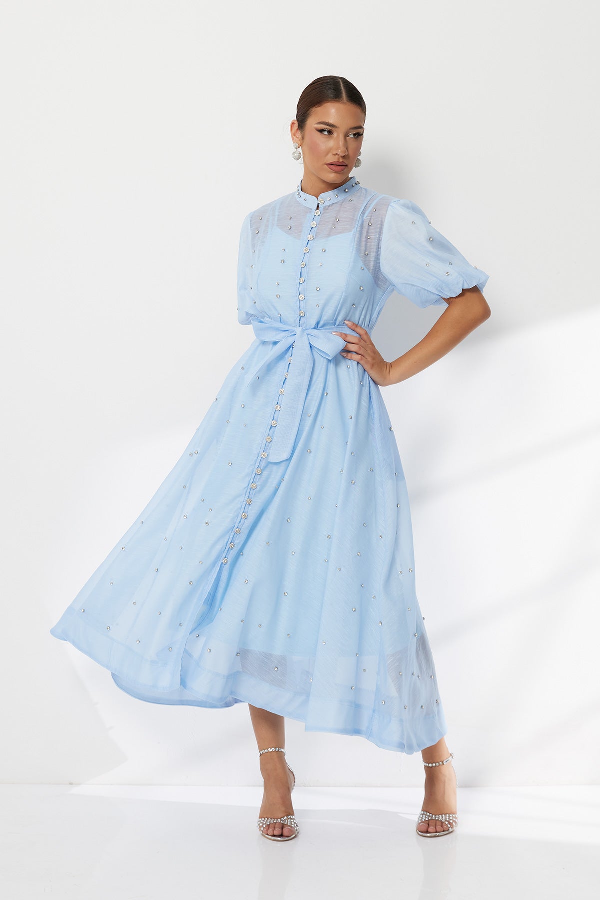 Elegant Airy Sparkle Ruffle Dress for Baptism & Events