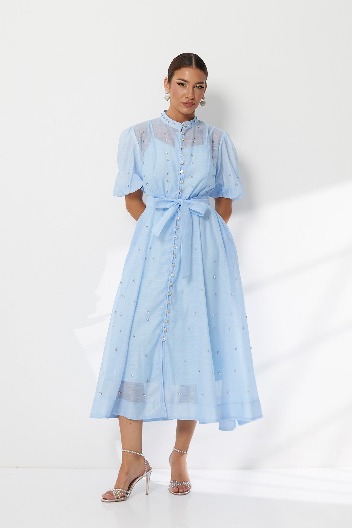 Elegant Airy Sparkle Ruffle Dress for Baptism & Events