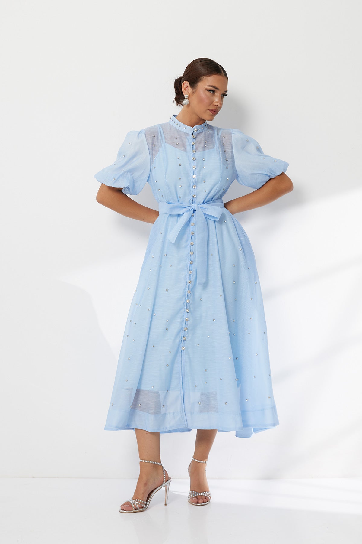 Elegant Airy Sparkle Ruffle Dress for Baptism & Events