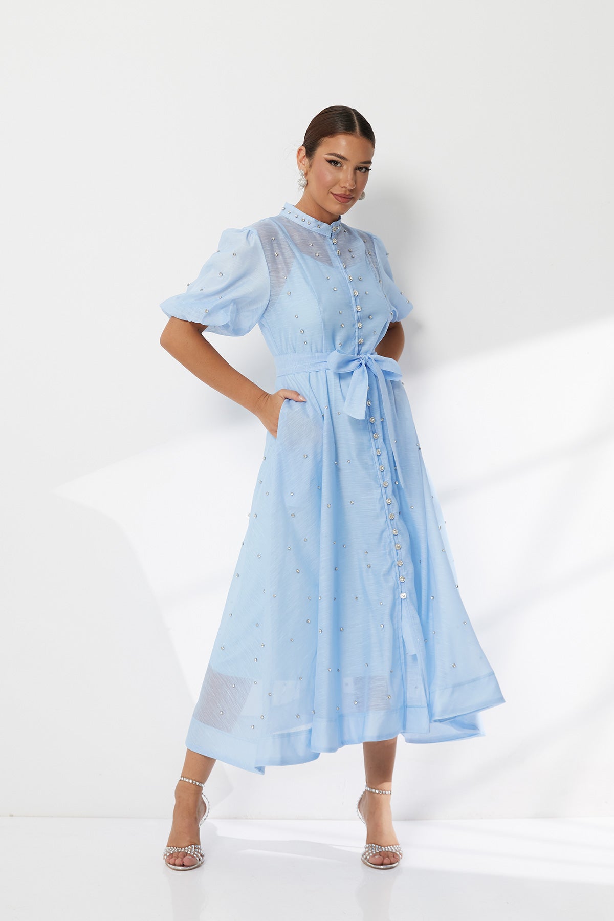 Elegant Airy Sparkle Ruffle Dress for Baptism & Events