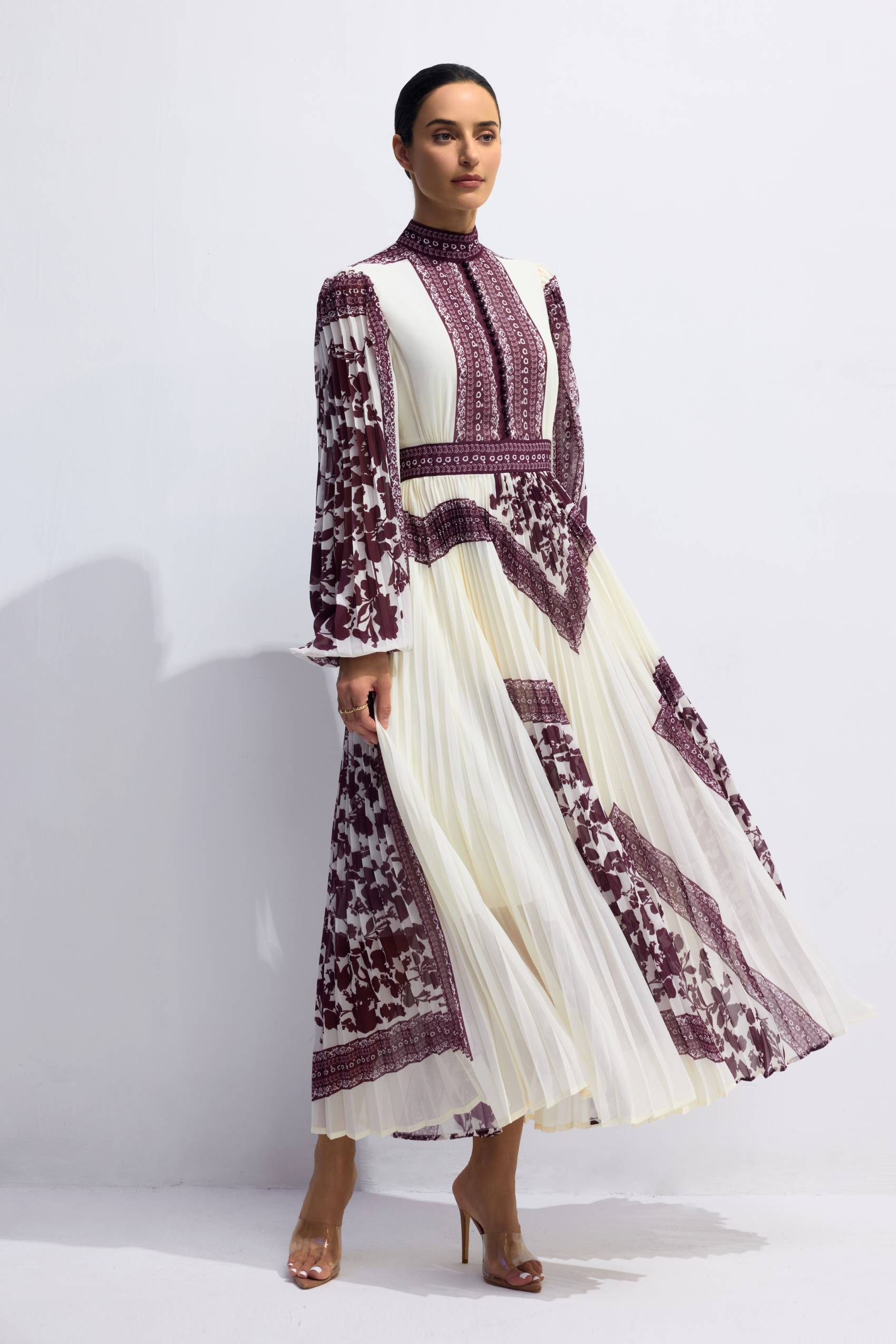 Melvina Floral Print Pleated Maxi Dress: Elegant Flowy Style for Garden & Resort