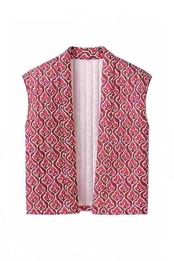Printed Slim-Fit Women's Waistcoat Vest Jacket – Vibrant Pattern