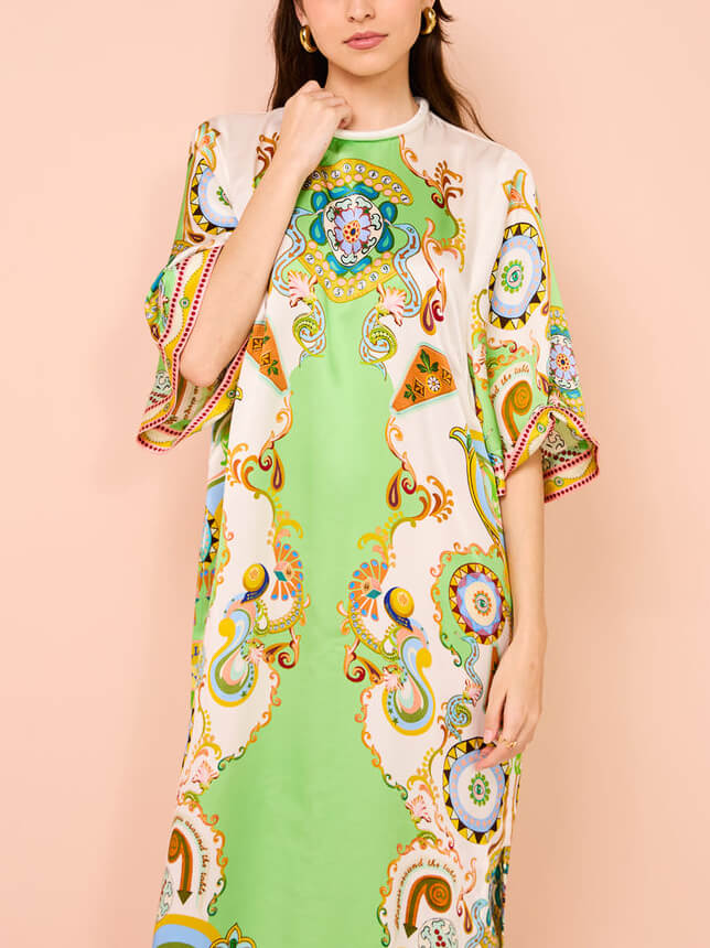 Cashew Floral Print Loose Midi Dress Flowy Summer Maxi