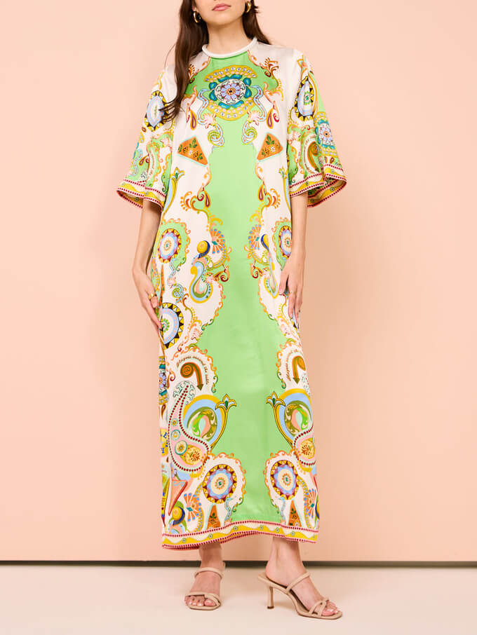 Cashew Floral Print Loose Midi Dress Flowy Summer Maxi