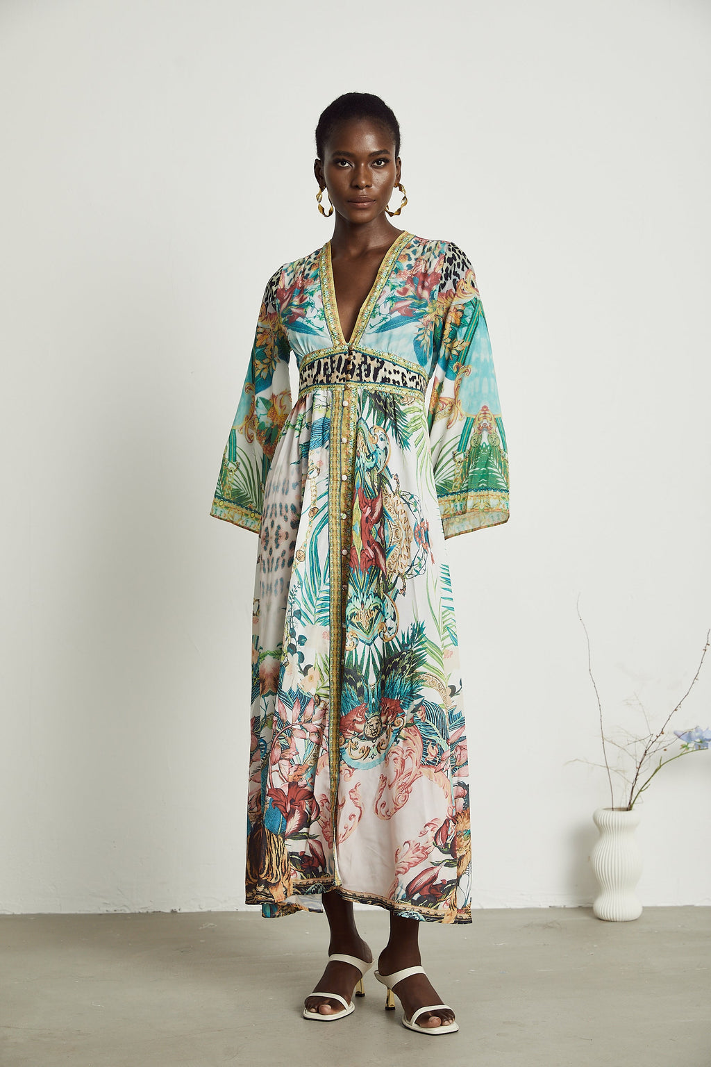 Elegant Cassandra Graphic Print Maxi Dress - Bohemian Flowy A-Line Summer Style
