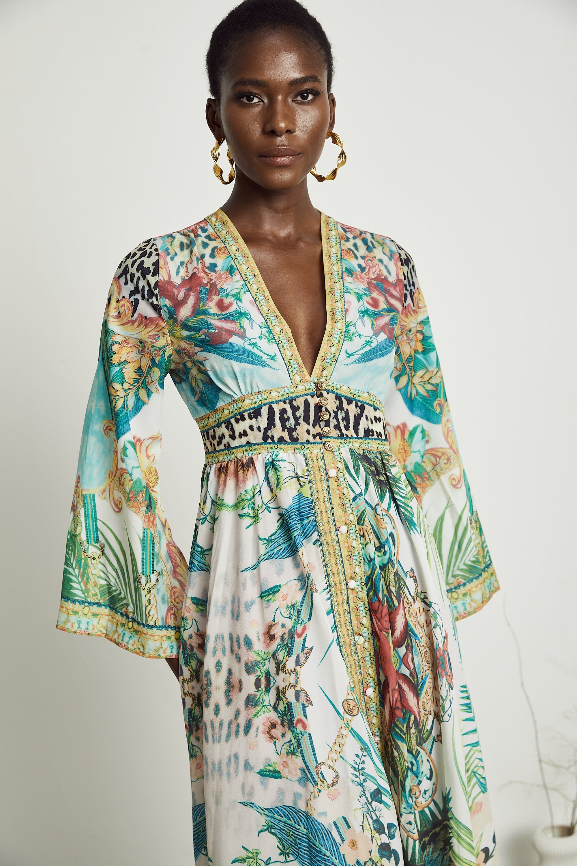 Elegant Cassandra Graphic Print Maxi Dress - Bohemian Flowy A-Line Summer Style