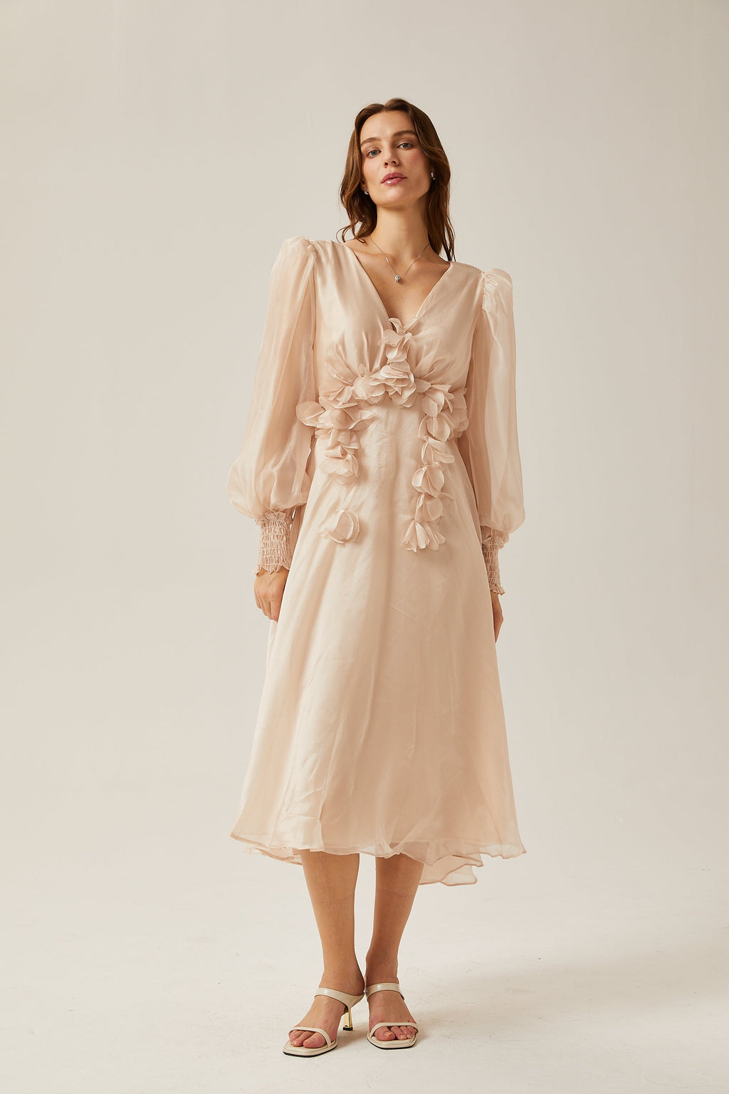 Elegant Floral Embellished Midi Dress for Women - Perfect Party & Event Wear