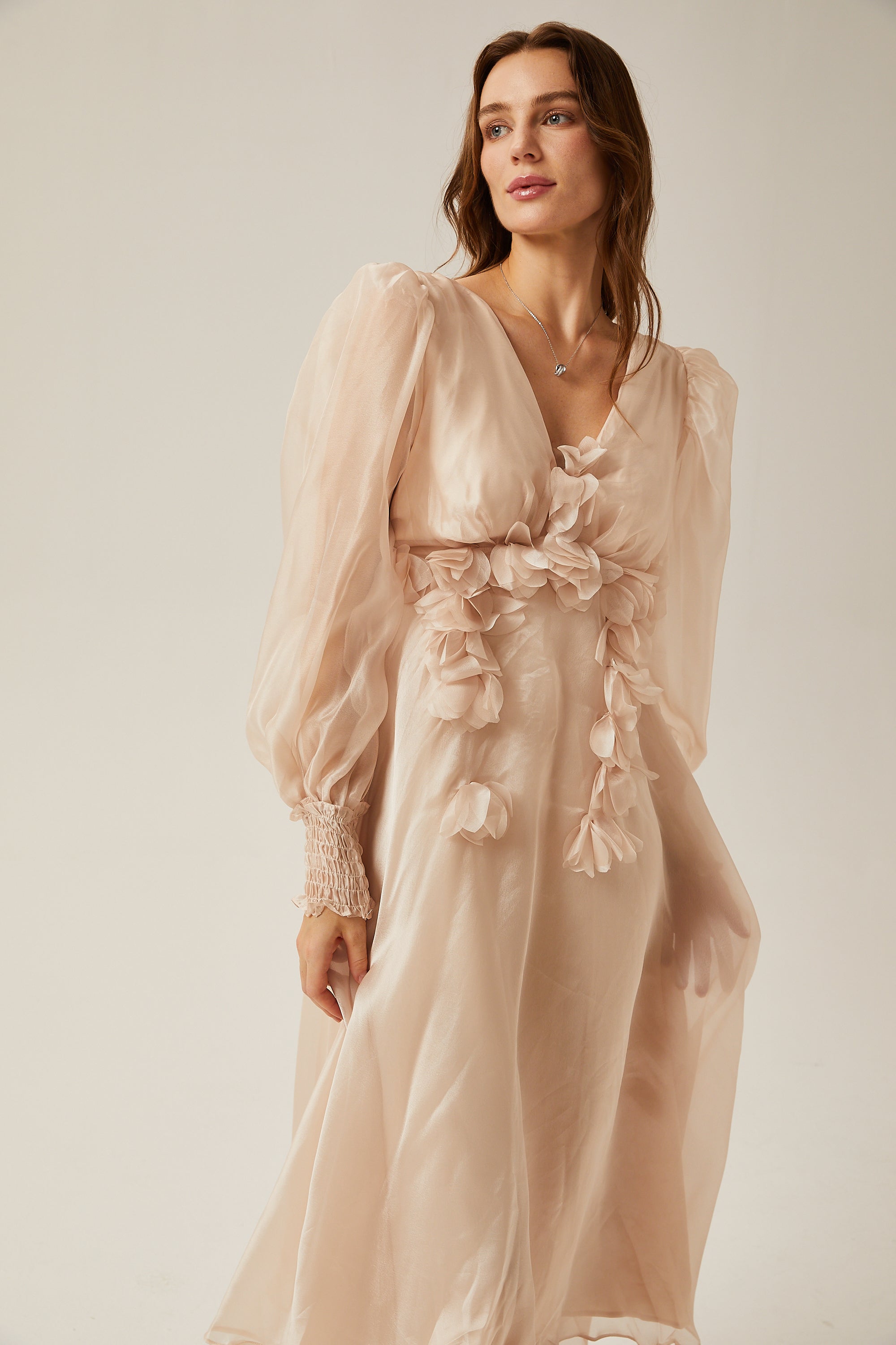 Elegant Floral Embellished Midi Dress for Women - Perfect Party & Event Wear