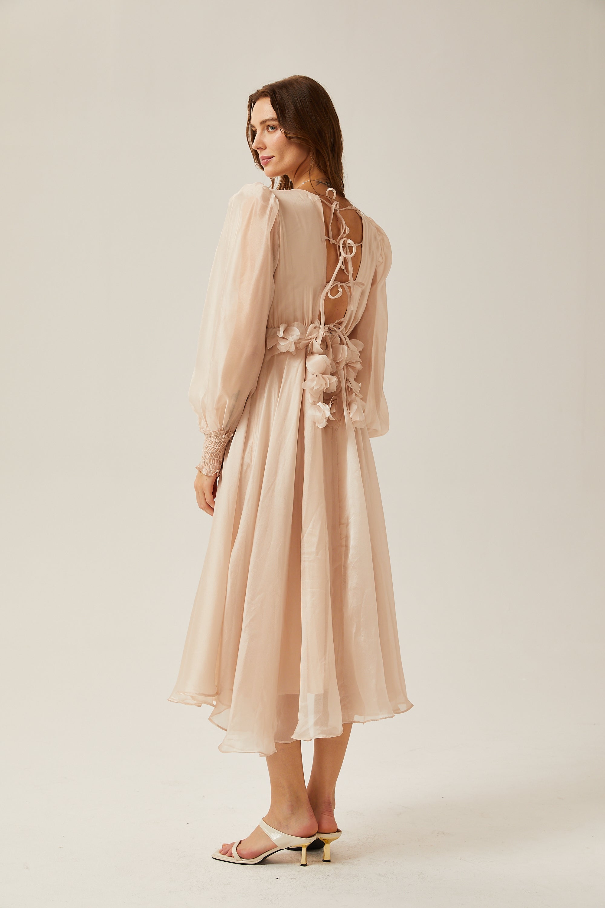 Elegant Floral Embellished Midi Dress for Women - Perfect Party & Event Wear