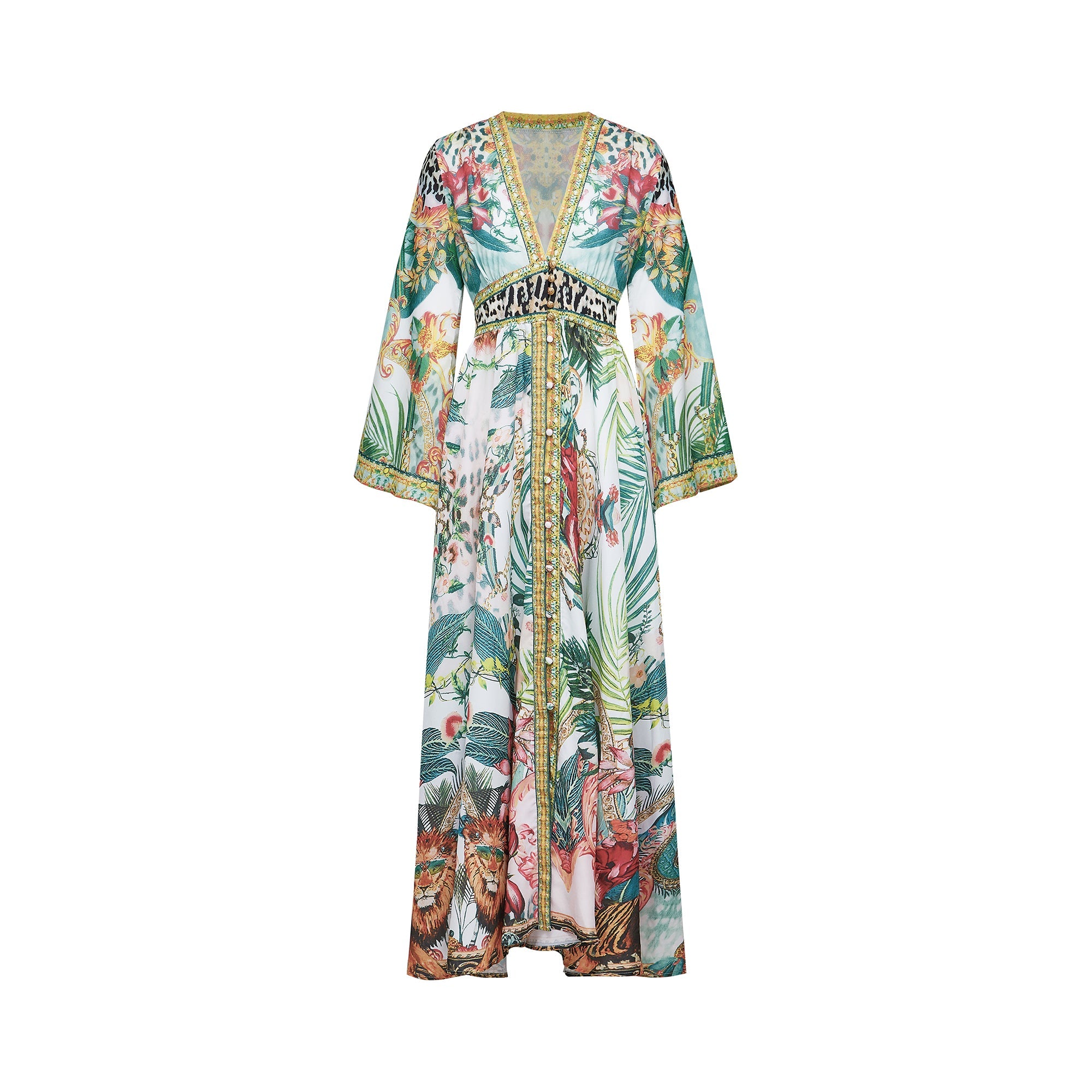 Elegant Cassandra Graphic Print Maxi Dress - Bohemian Flowy A-Line Summer Style