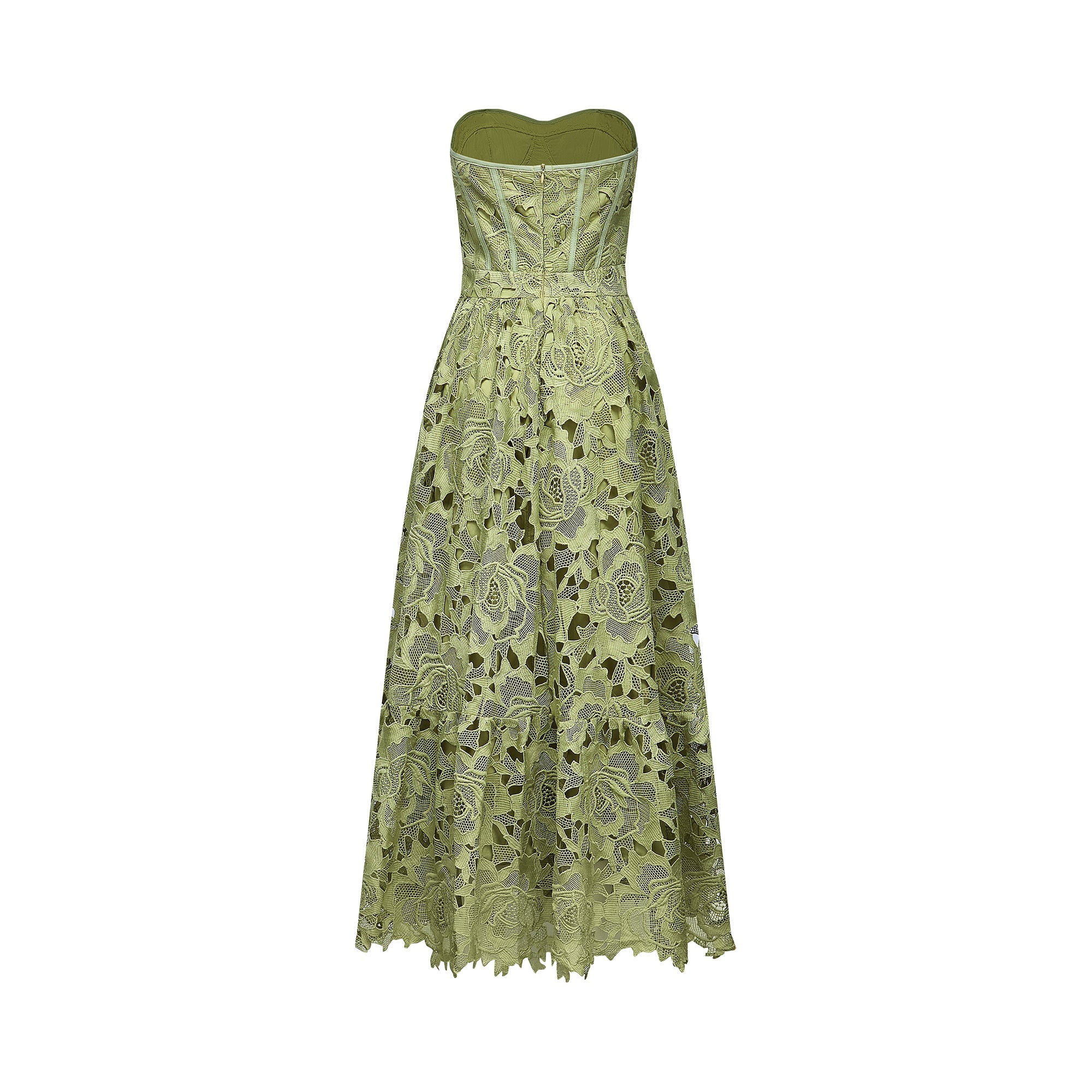Elegant Lace Floral Embroidered Cut-Out Midi Dress - Perfect for Parties