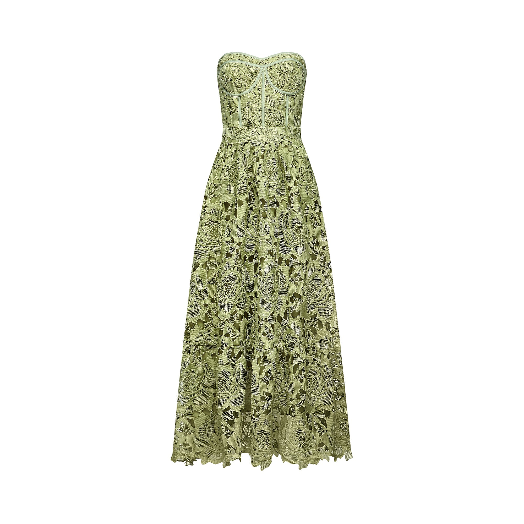 Elegant Lace Floral Embroidered Cut-Out Midi Dress - Perfect for Parties