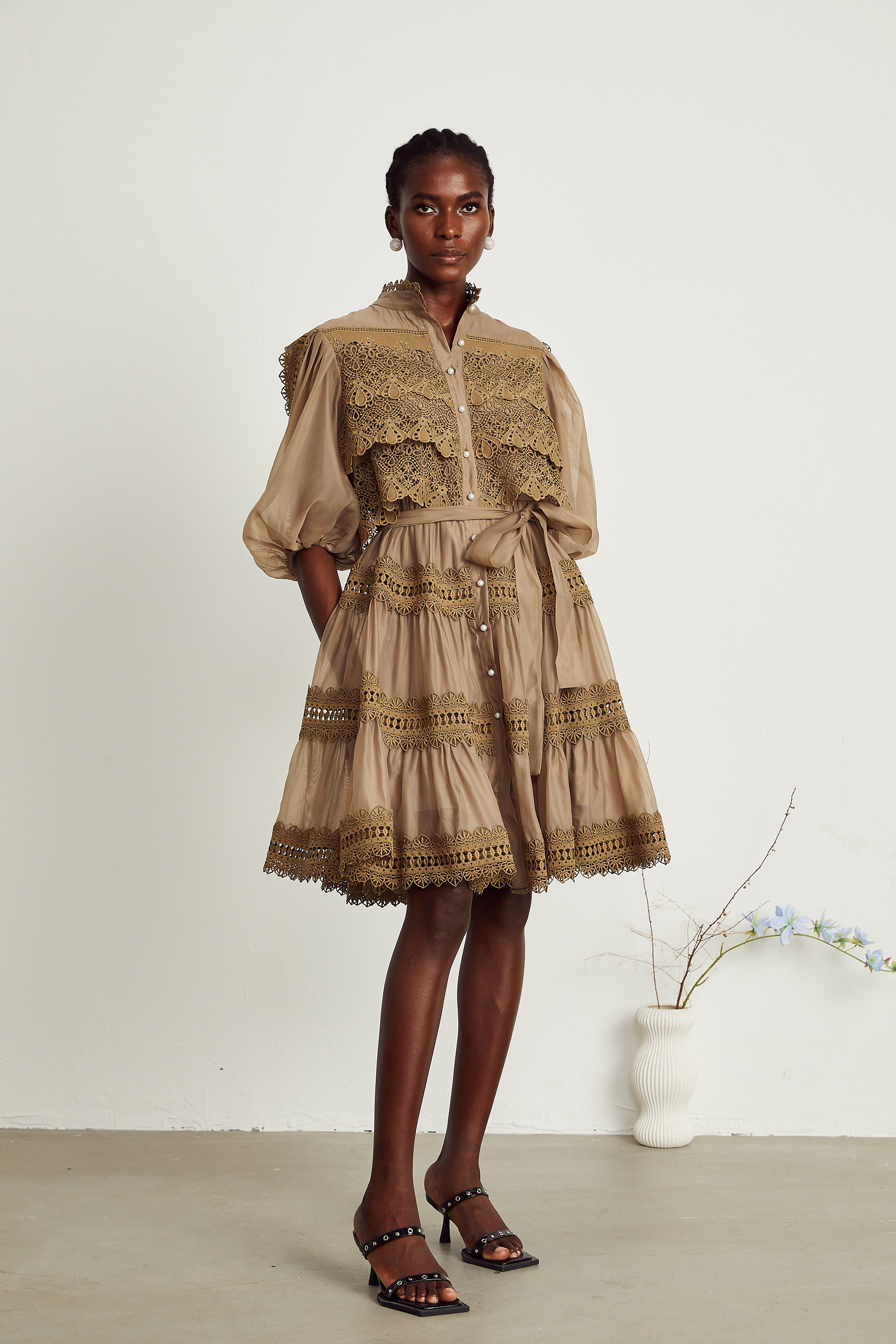 Elegant Ines Lace Cut-Out Layered Mini Dress - Chic & Flirty Style