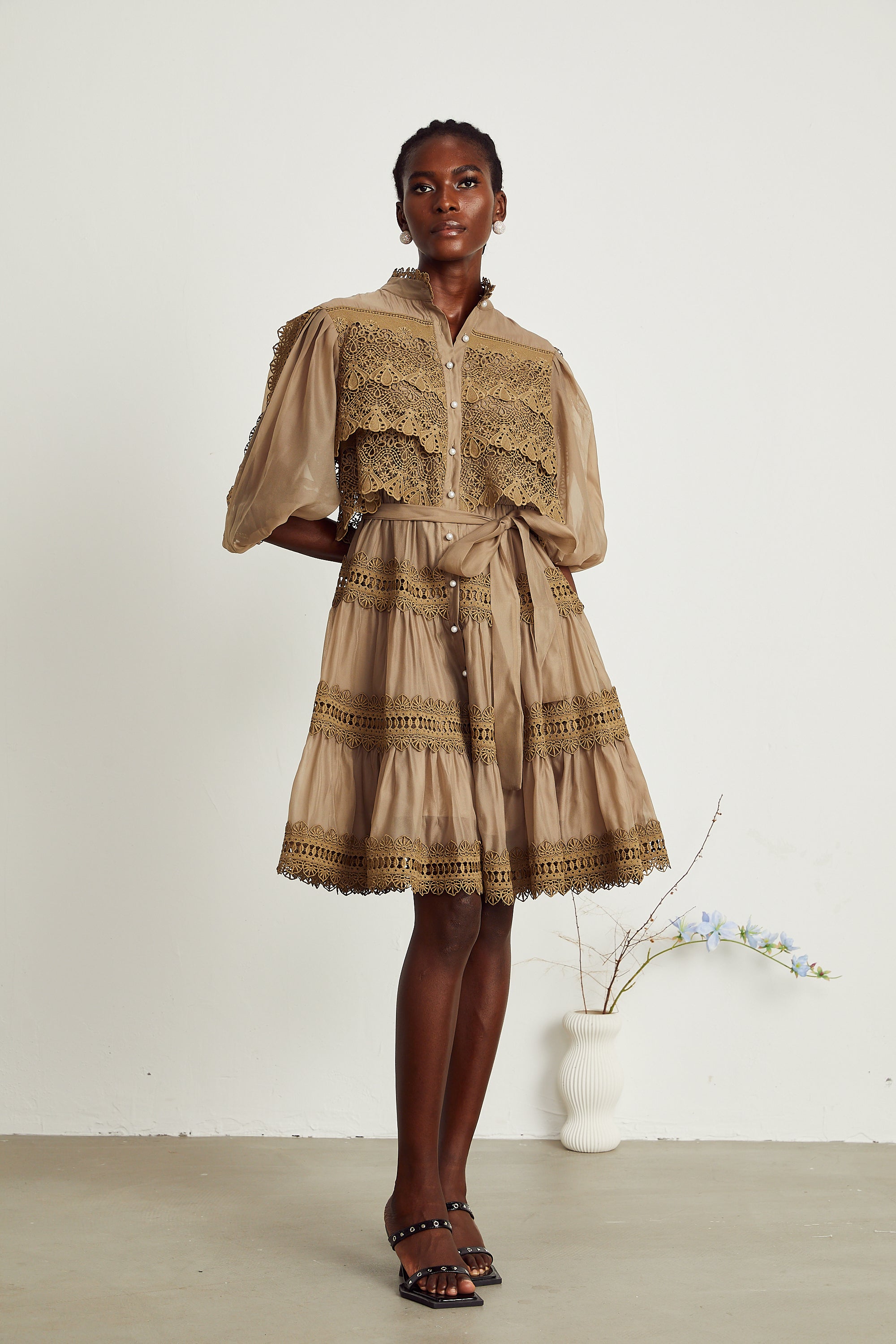 Elegant Ines Lace Cut-Out Layered Mini Dress - Chic & Flirty Style