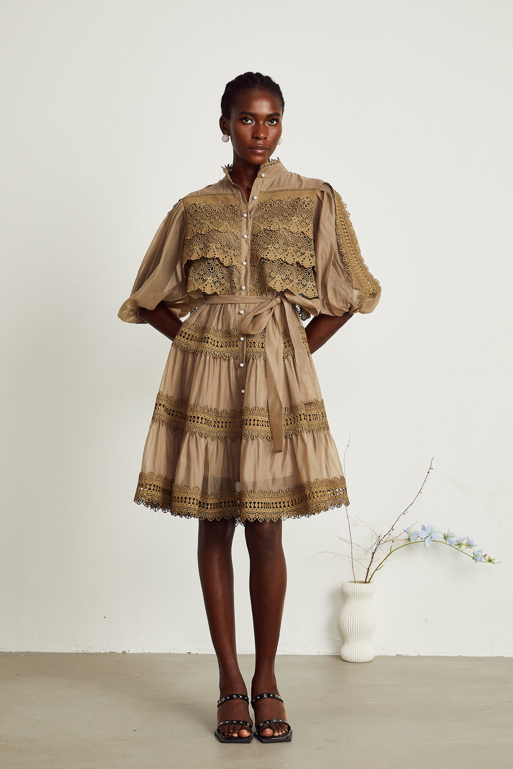 Elegant Ines Lace Cut-Out Layered Mini Dress - Chic & Flirty Style