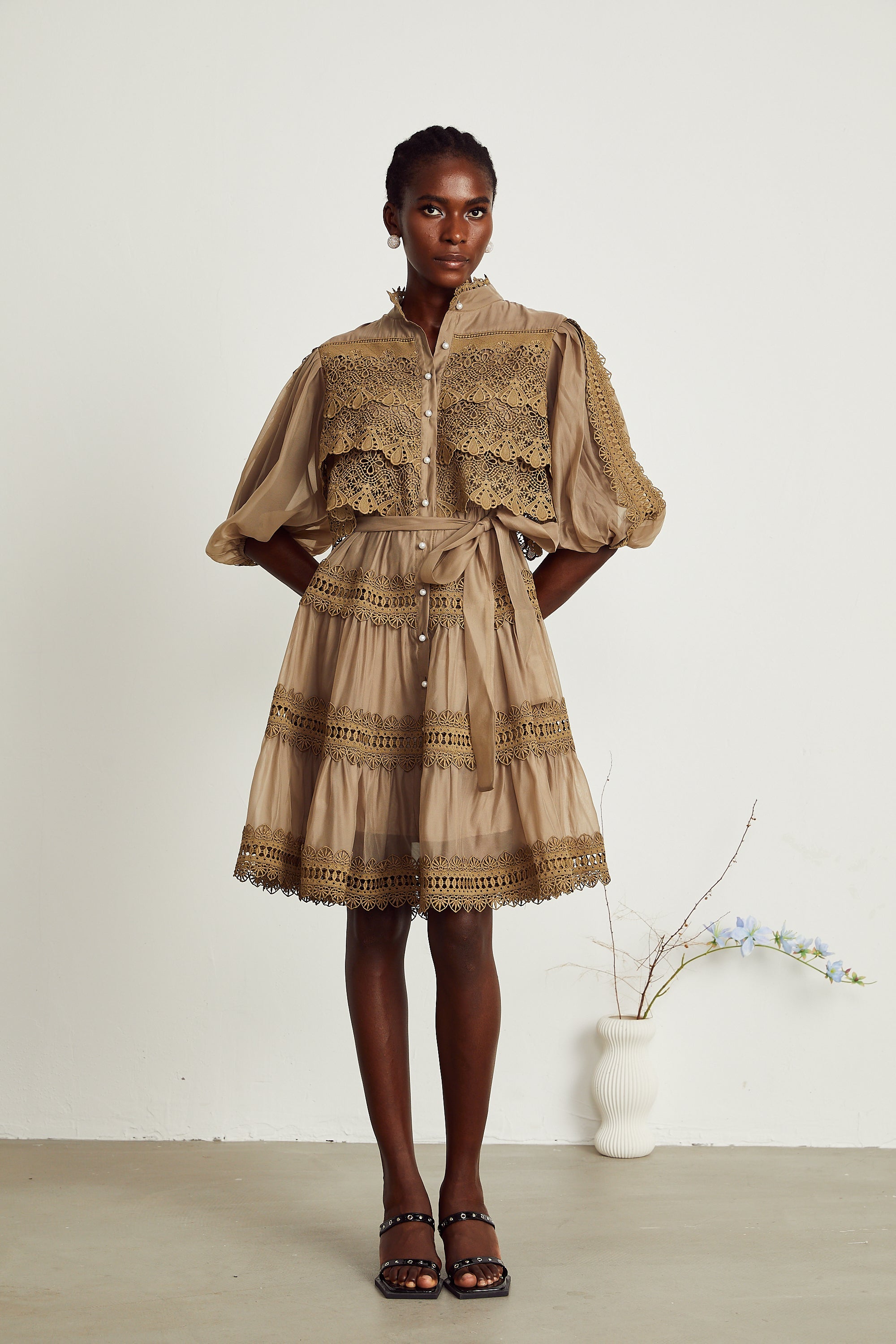 Elegant Ines Lace Cut-Out Layered Mini Dress - Chic & Flirty Style