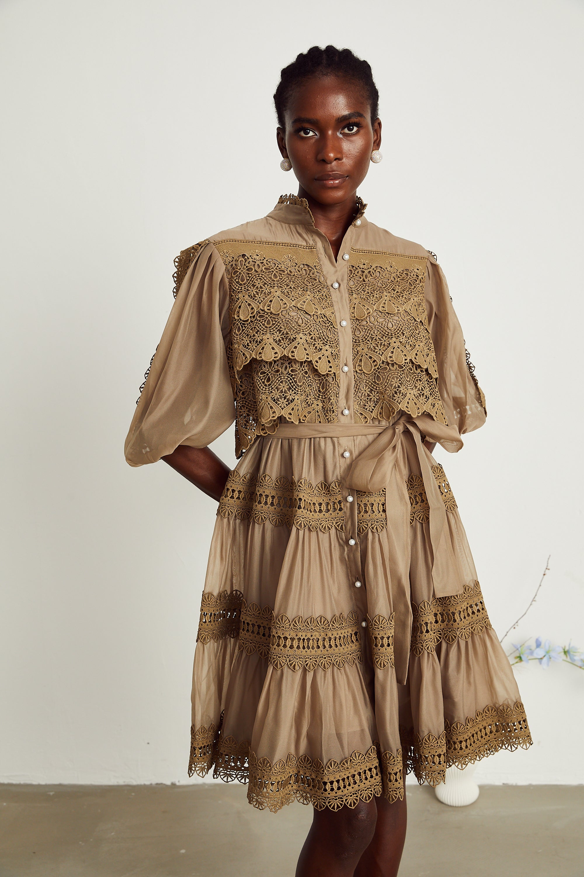 Elegant Ines Lace Cut-Out Layered Mini Dress - Chic & Flirty Style