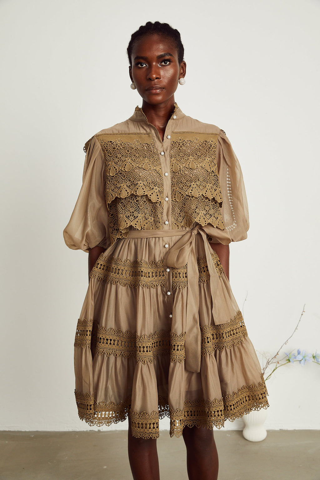 Elegant Ines Lace Cut-Out Layered Mini Dress - Chic & Flirty Style