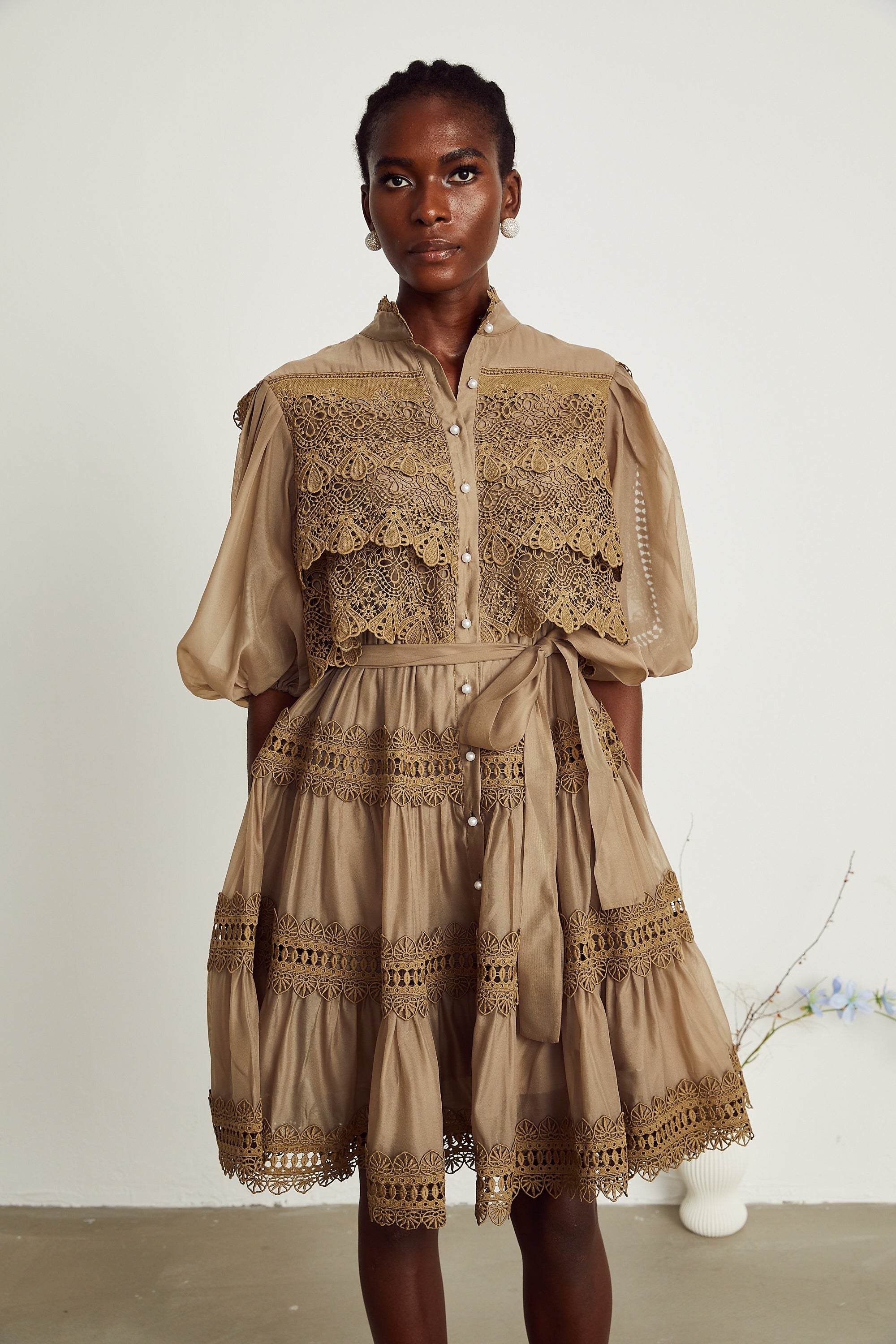 Elegant Ines Lace Cut-Out Layered Mini Dress - Chic & Flirty Style