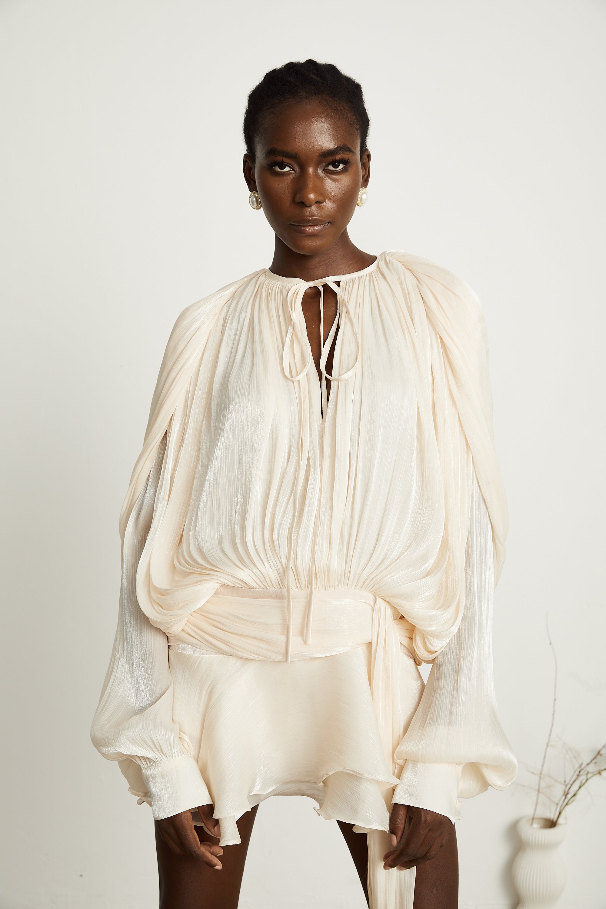 Elegant Pleated Ruffled Mini Dress: Chic, Flowy, and Playfully Stylish