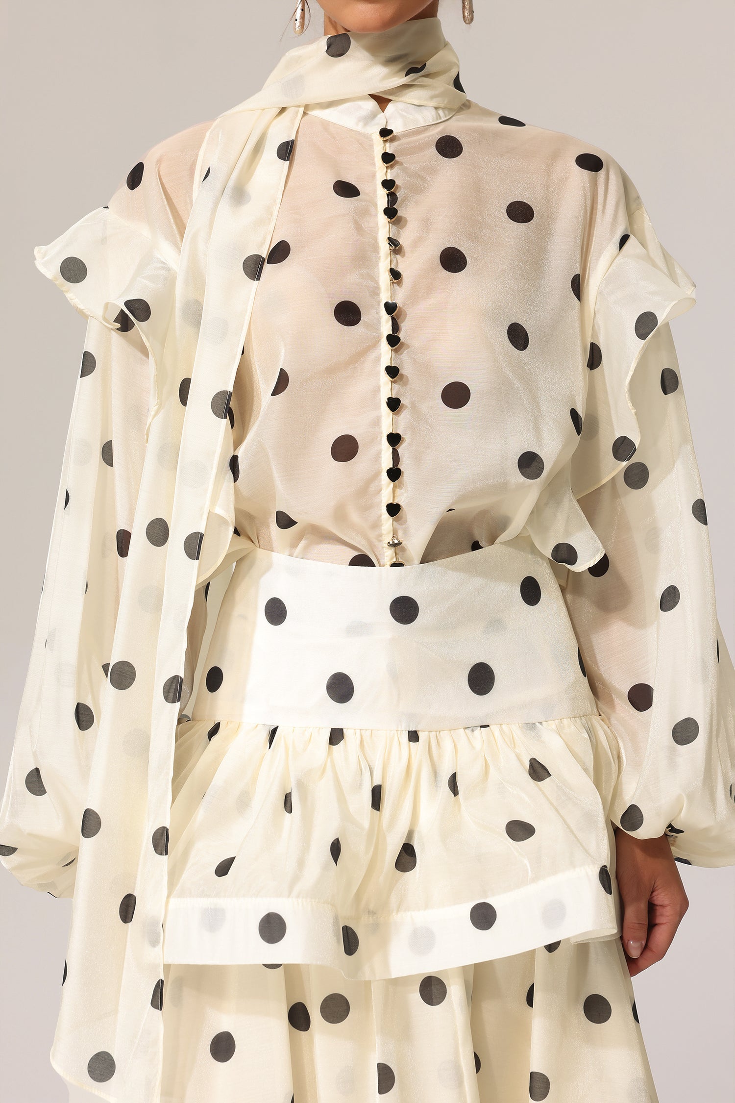 Rode Dot Printed Long Sleeve Top & Skirt Two-Piece Set