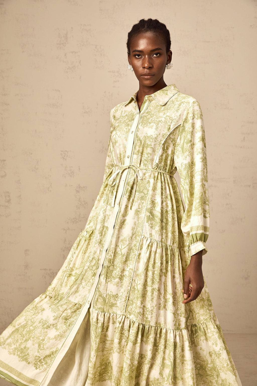 Adelaide Graphic Print Midi Dress: Elegant, Flowing, Comfortable, and Stylish Green Attire