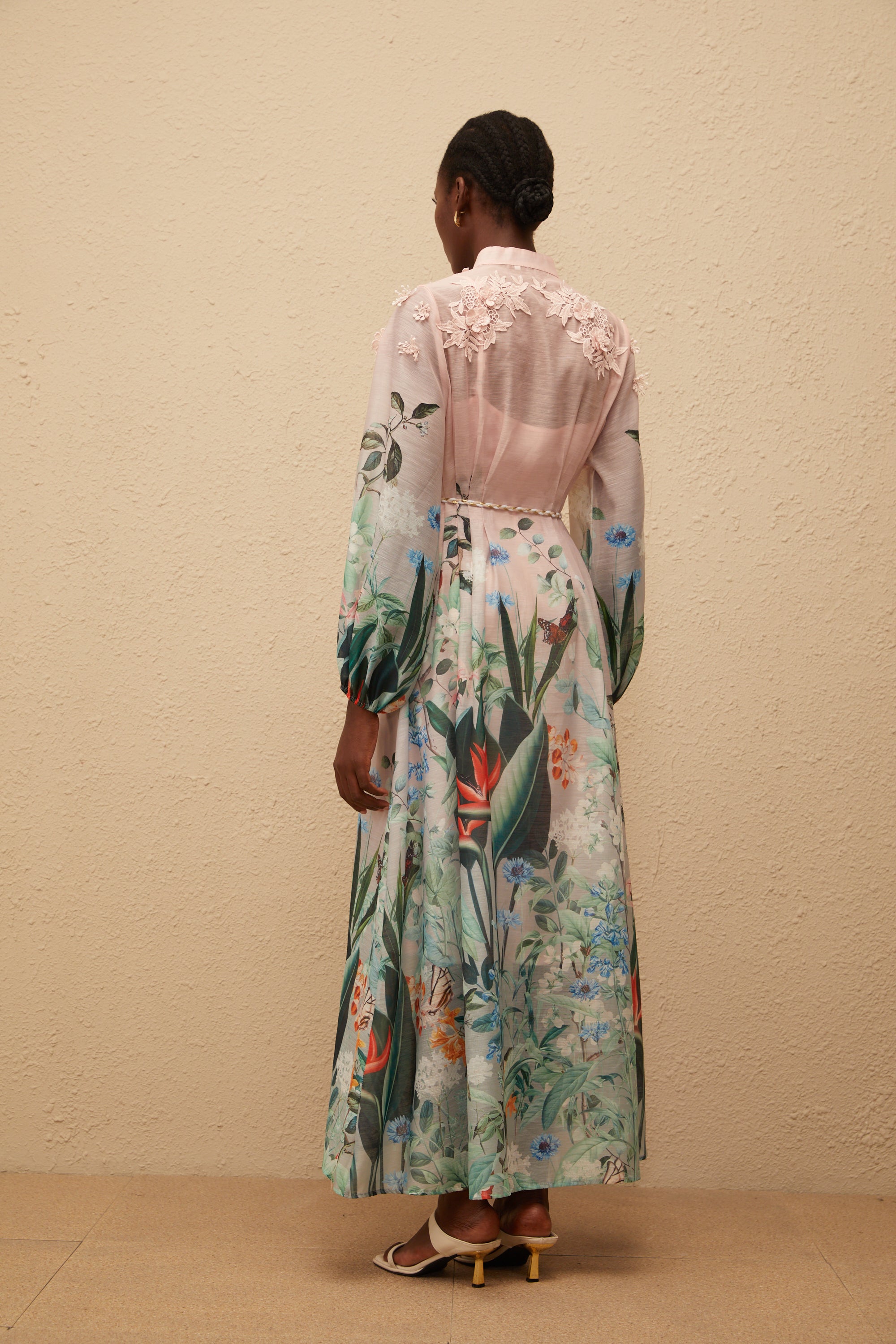 Elegant Green Floral Print Maxi Dress - Bohemian Flowy V-Neck Summer Gown