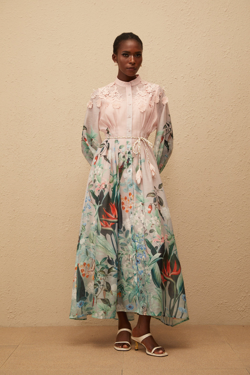 Elegant Green Floral Print Maxi Dress - Bohemian Flowy V-Neck Summer Gown