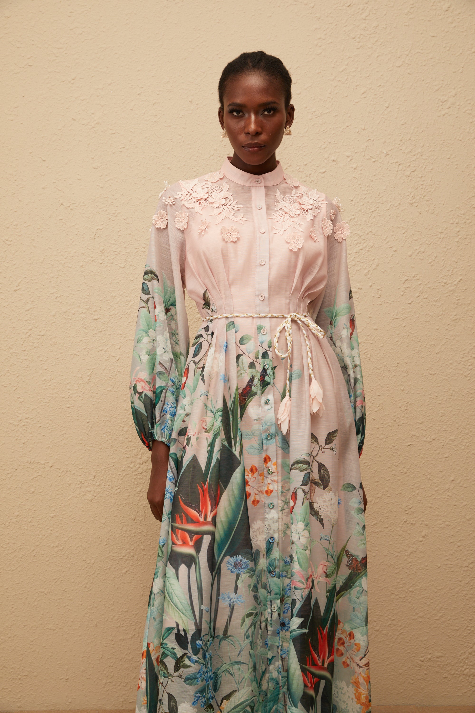 Elegant Green Floral Print Maxi Dress - Bohemian Flowy V-Neck Summer Gown