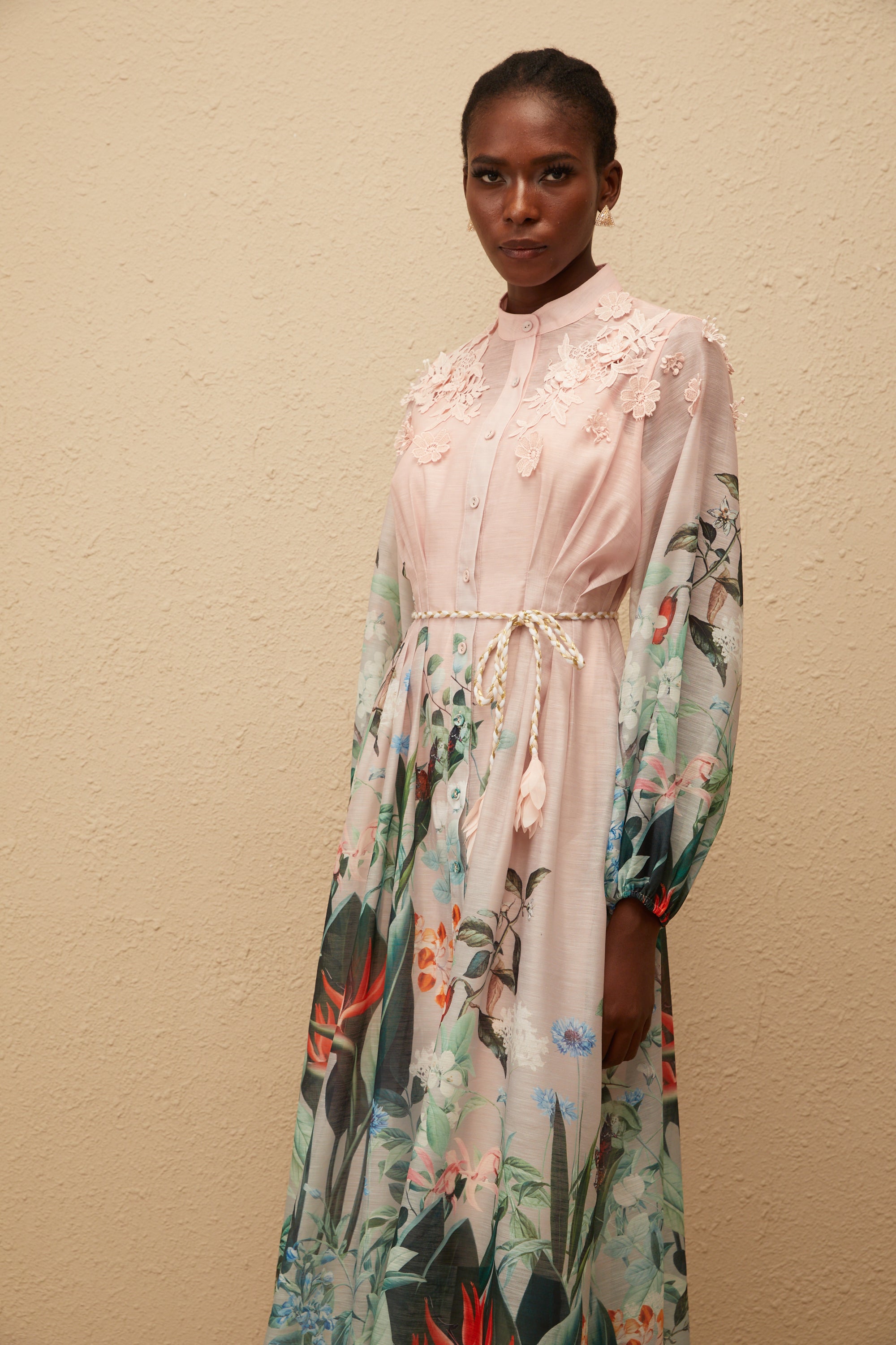 Elegant Green Floral Print Maxi Dress - Bohemian Flowy V-Neck Summer Gown