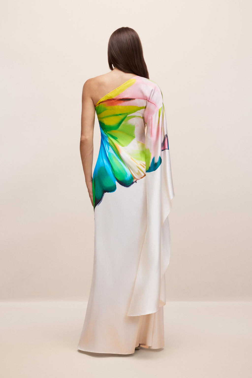 Bernice Printed One-Shoulder Single Sleeve Maxi Dress for Tropical Getaways