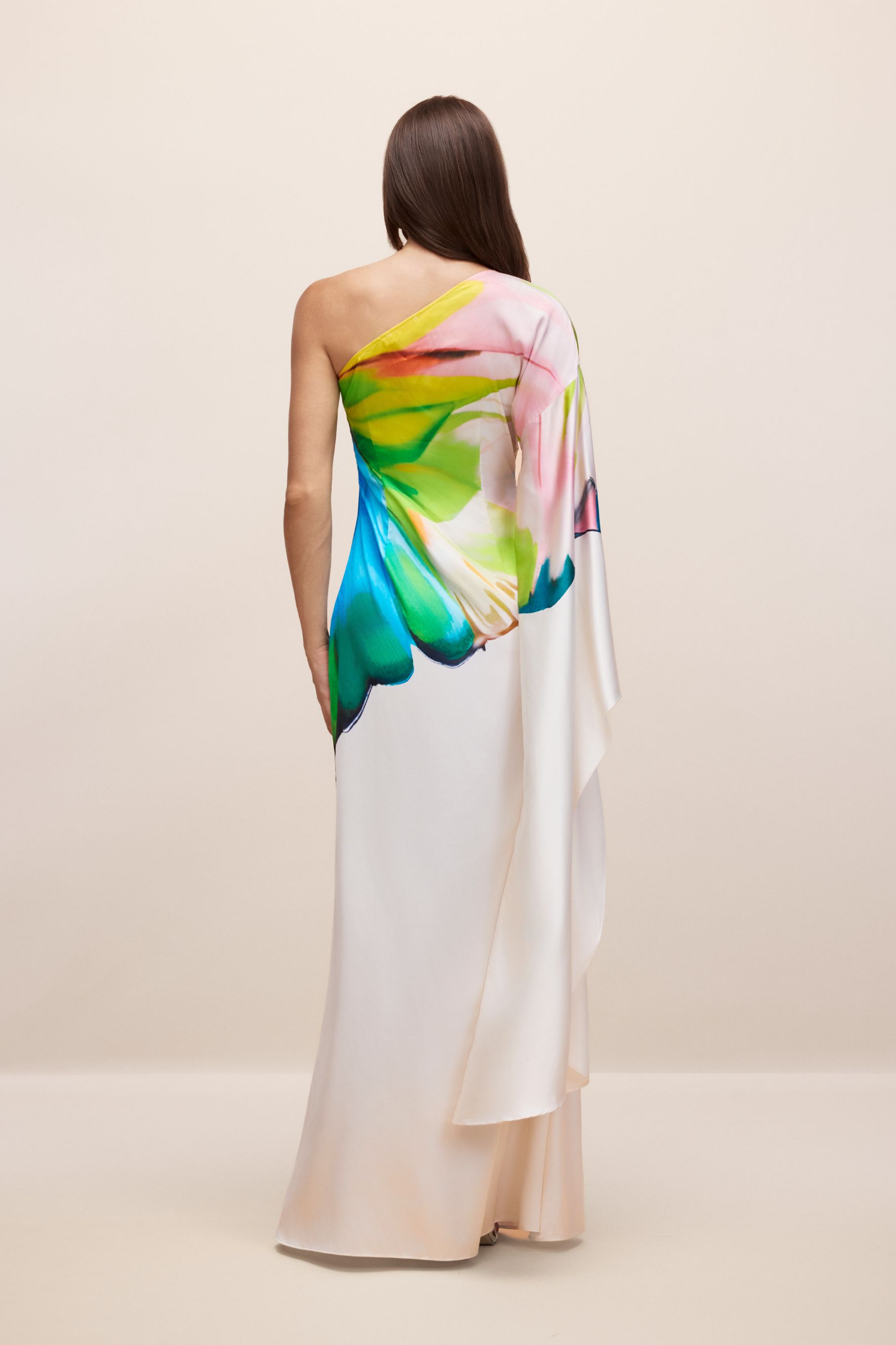 Bernice Printed One-Shoulder Single Sleeve Maxi Dress for Tropical Getaways