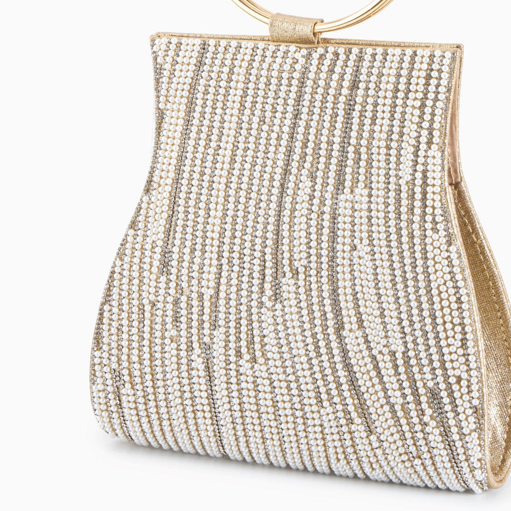 Meghan Rhinestones Gold Handbag