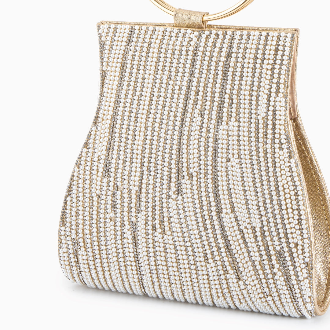 Meghan Rhinestones Gold Handbag
