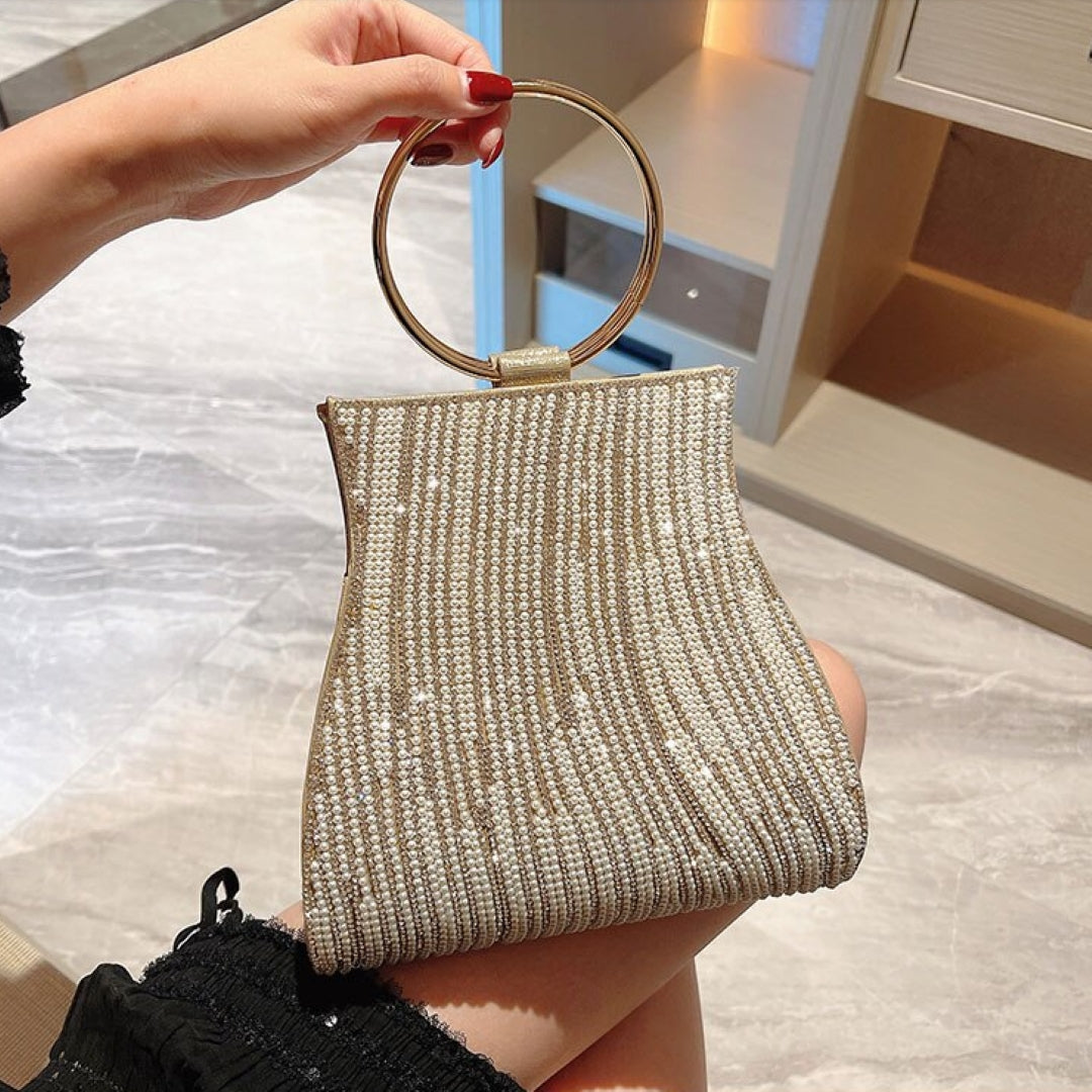 Meghan Rhinestones Gold Handbag