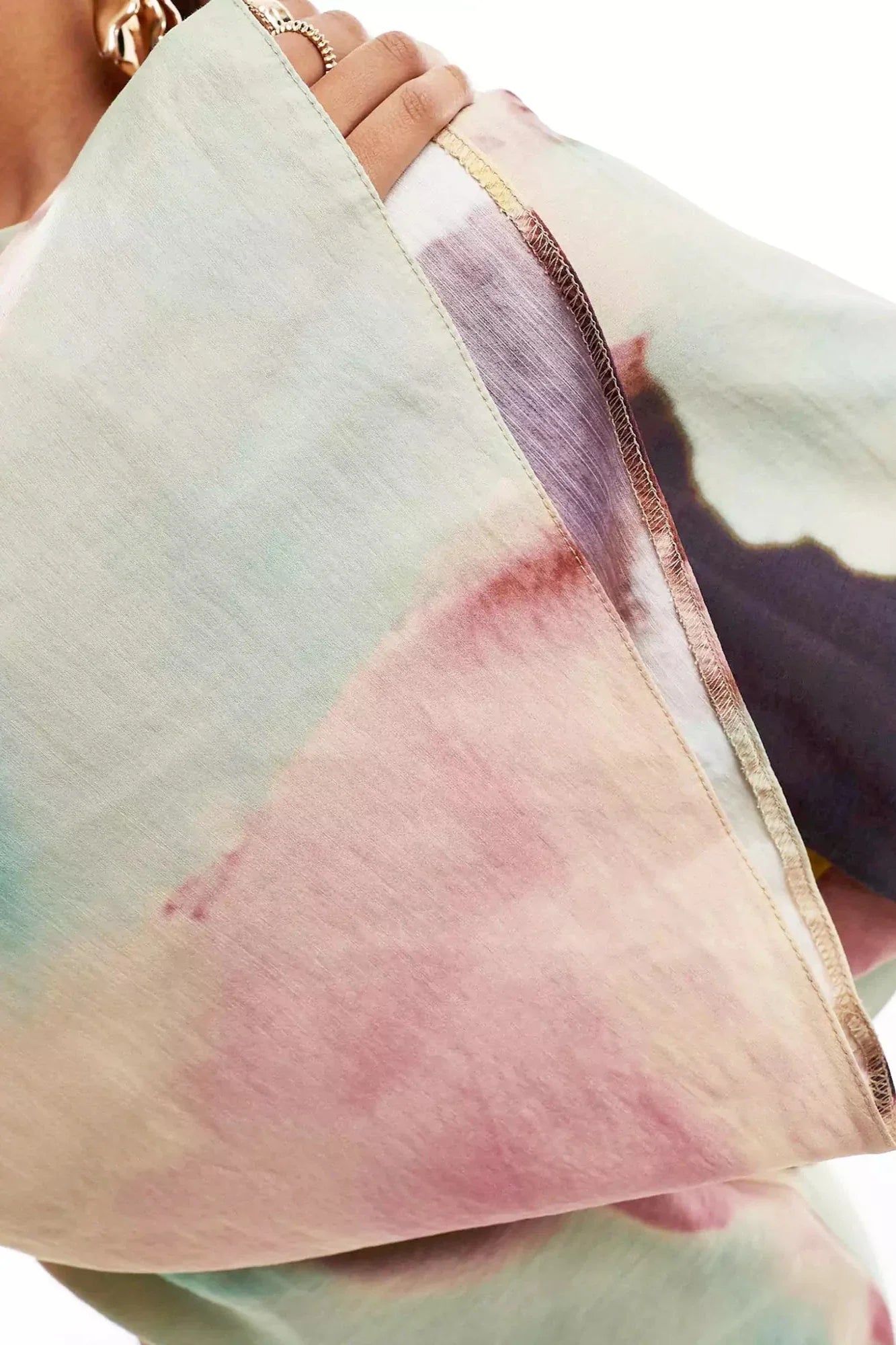 Abstract Watercolor Print Ultra Long Dress - Flowy Bohemian Maxi Gown