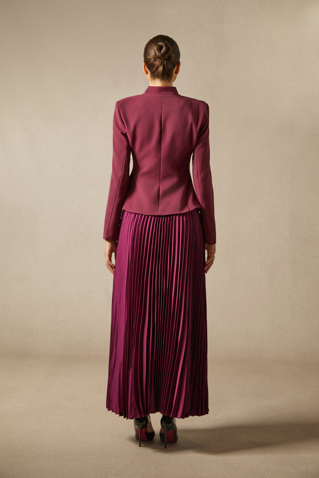 Elegant White Embroidered Blazer & Pleated Midi Skirt Set for Women