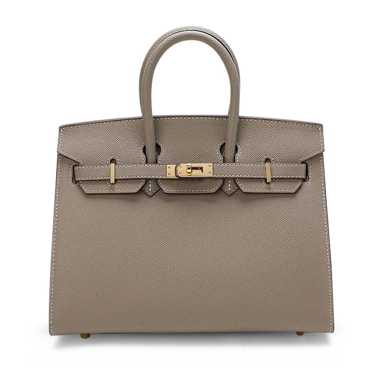 Kensington Full-Grain Leather Handbag with Gold Hardware and Removable Strap