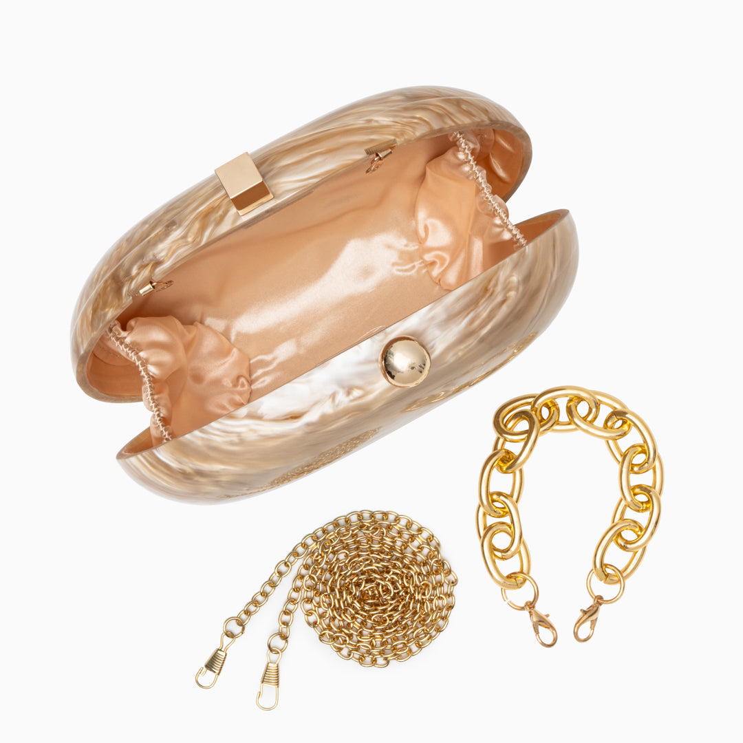 Zariya Gold Acrylic Clutch Bag