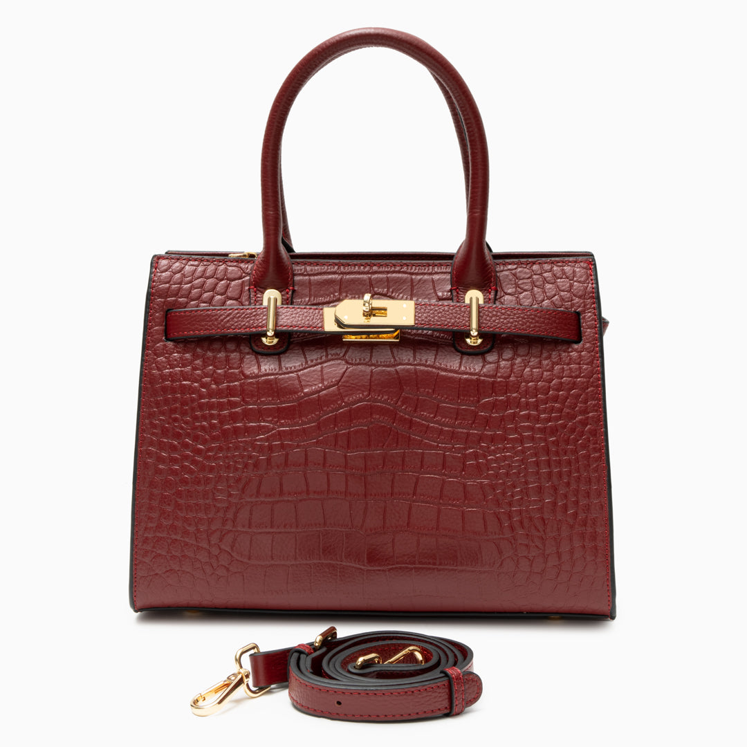 FIORENZA Luxury Marseille Structured Leather Handbag with Removable Strap