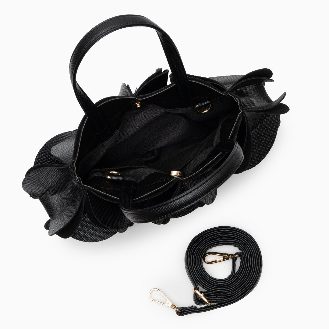 Elegant Floral Handbag with Detachable Strap - Versatile Shoulder Bag