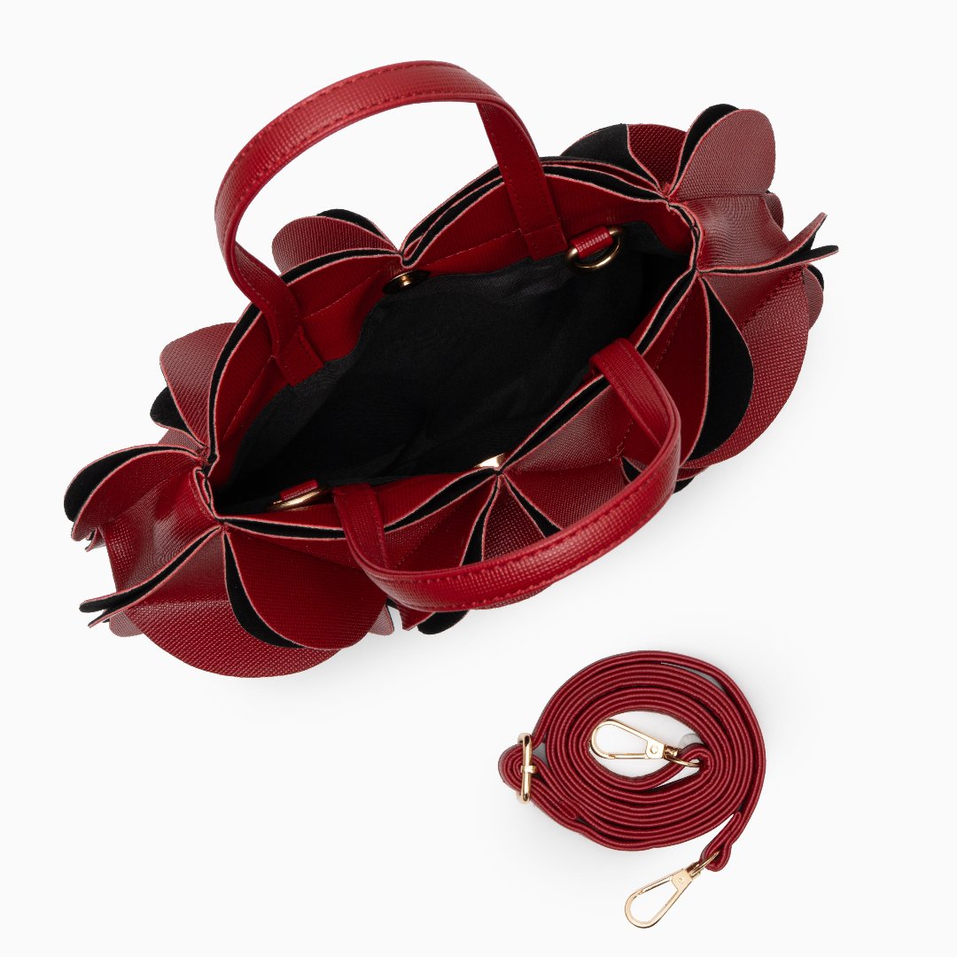 Elegant Floral Handbag with Detachable Strap - Versatile Shoulder Bag