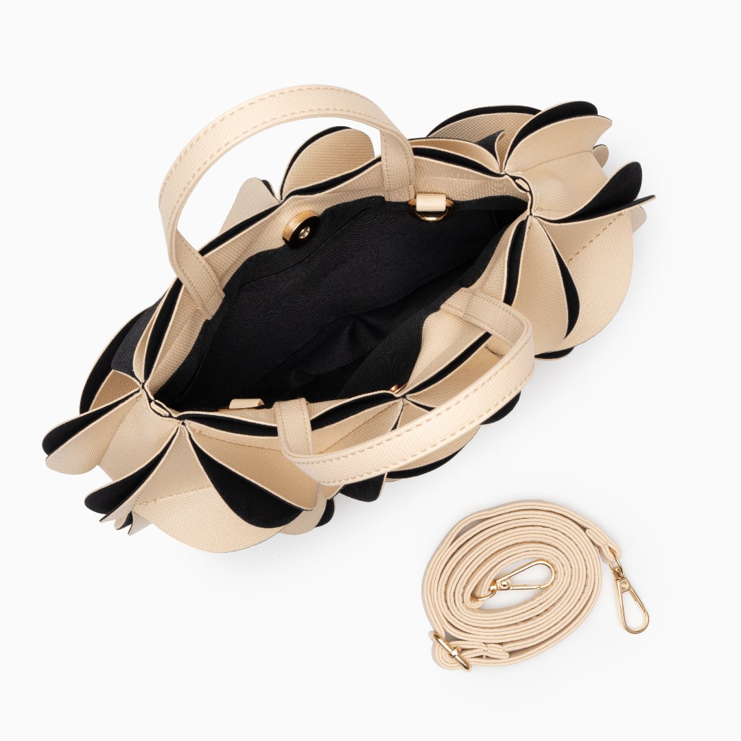 Elegant Floral Handbag with Detachable Strap - Versatile Shoulder Bag