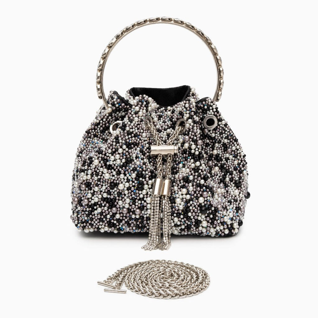 Lorrie Metallic Tassel Bucket Handbag – Elegant Sparkling Design