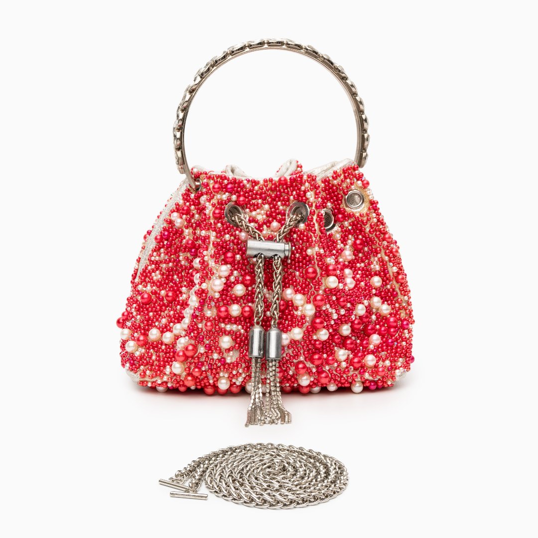 Lorrie Metallic Tassel Bucket Handbag – Elegant Sparkling Design