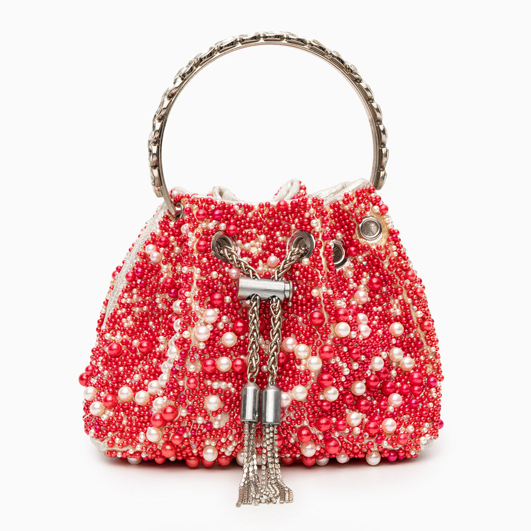 Lorrie Metallic Tassel Bucket Handbag – Elegant Sparkling Design