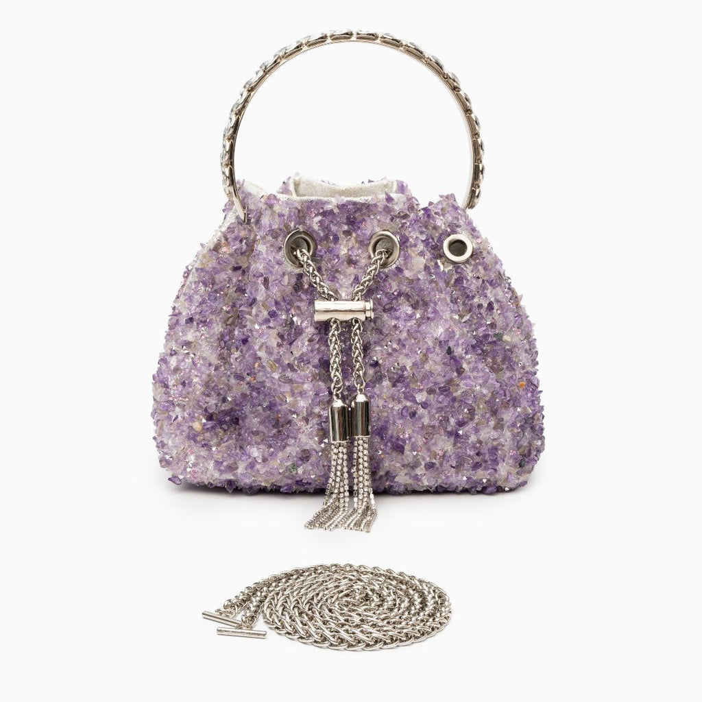 Lorrie Metallic Tassel Bucket Handbag – Elegant Sparkling Design