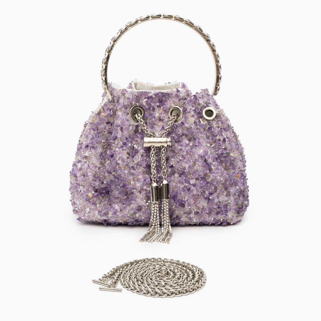 Lorrie Metallic Tassel Bucket Handbag – Elegant Sparkling Design