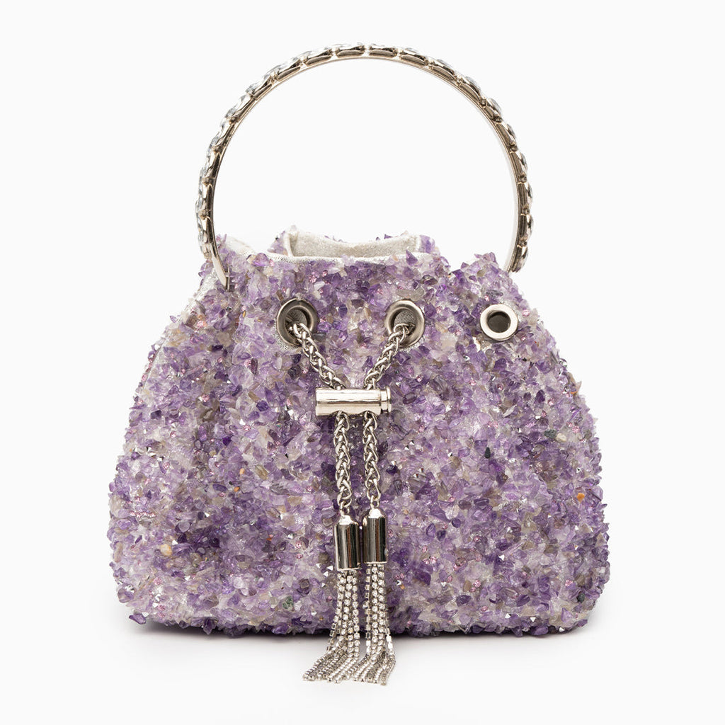 Lorrie Metallic Tassel Bucket Handbag – Elegant Sparkling Design